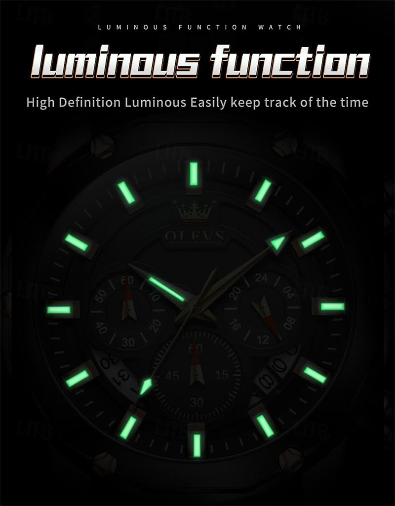 New Olevs Brand Men'S Business Watch Luminous Chronograph 24-Hour Indication Fashion Trend Multifunction Quartz Watch Waterproof Leisure Sports Men'S Wristwatch 2025 - $34.99 –P7