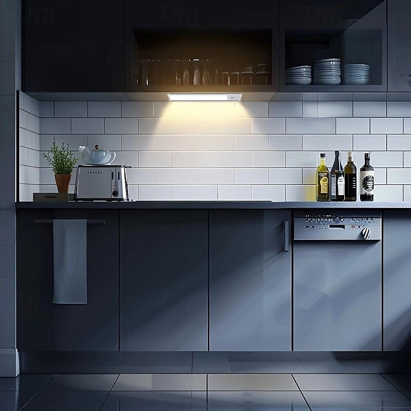 2 stuks led bewegingssensorlicht, usb oplaadbaar onder kastverlichting draadloos, magnetisch voor keuken, kast en trap - instelbare kleurtemperatuur en helderheid 2025 - $21.99 –P7