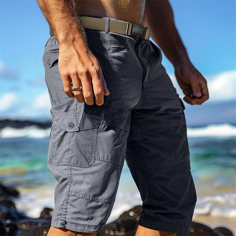 Hombre Pantalón Corto Cargo Pantalón corto Pantalones cortos casuales Shorts para senderismo Bolsillo con cremallera Cordón de la pierna Plano Comodidad Transpirable Medio corto Exterior Diario Noche 2026 - $29.99 –P2