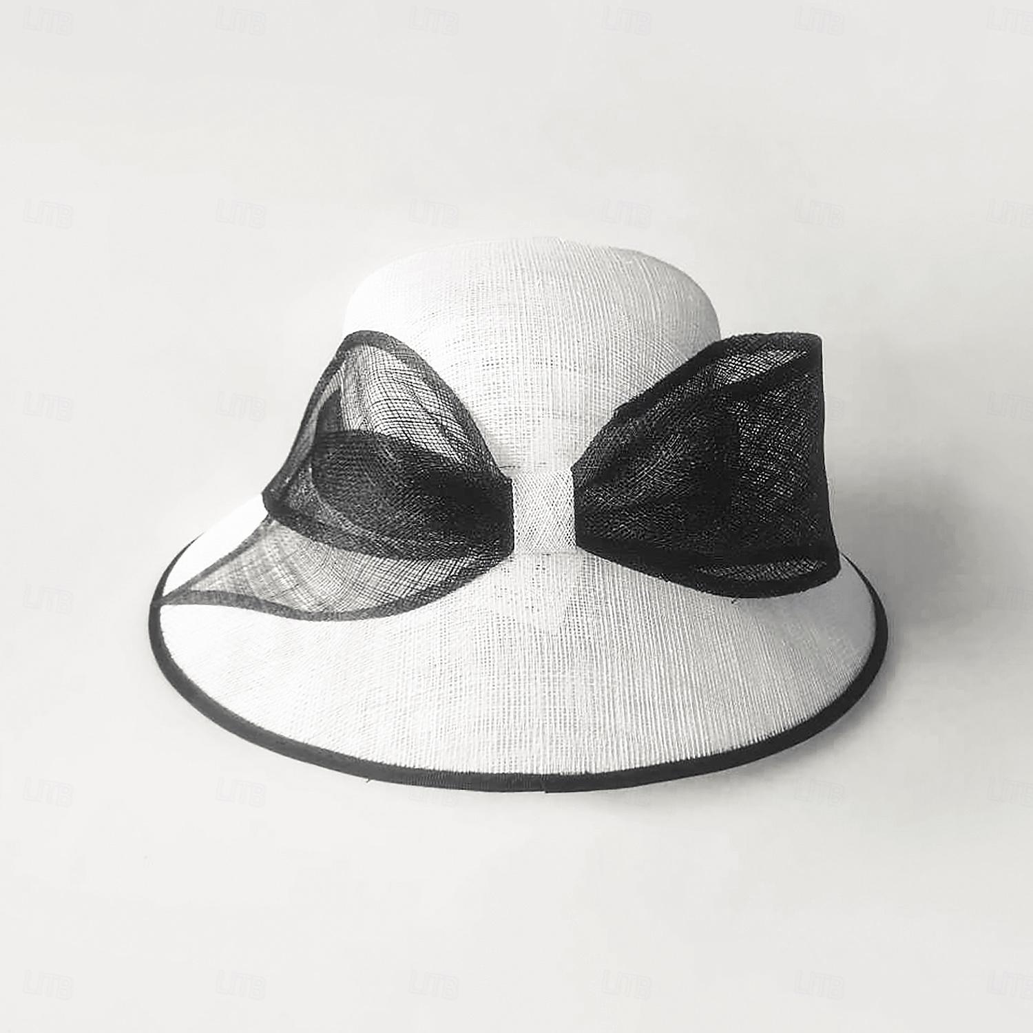 cappelli cappello a bombetta / cloche in lino cappello a secchiello cappello da sole matrimonio tea party matrimonio elegante con copricapo bowknot copricapo del 2025 a $52.99 –P15
