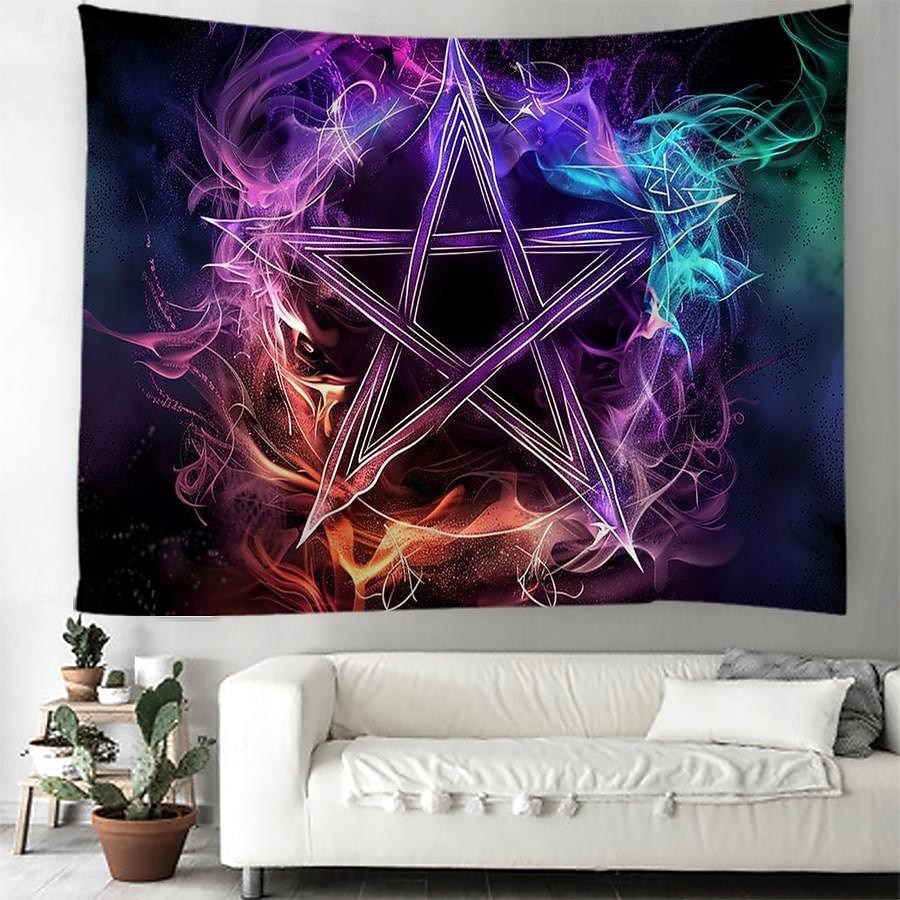 pentagram wicca wiccan pohanský psychedelický závěsný gobelín nástěnné umění velký gobelín nástěnná malba výzdoba fotografie pozadí přikrývka opona domácí ložnice dekorace obývacího pokoje 2025 - $17.99 –P13