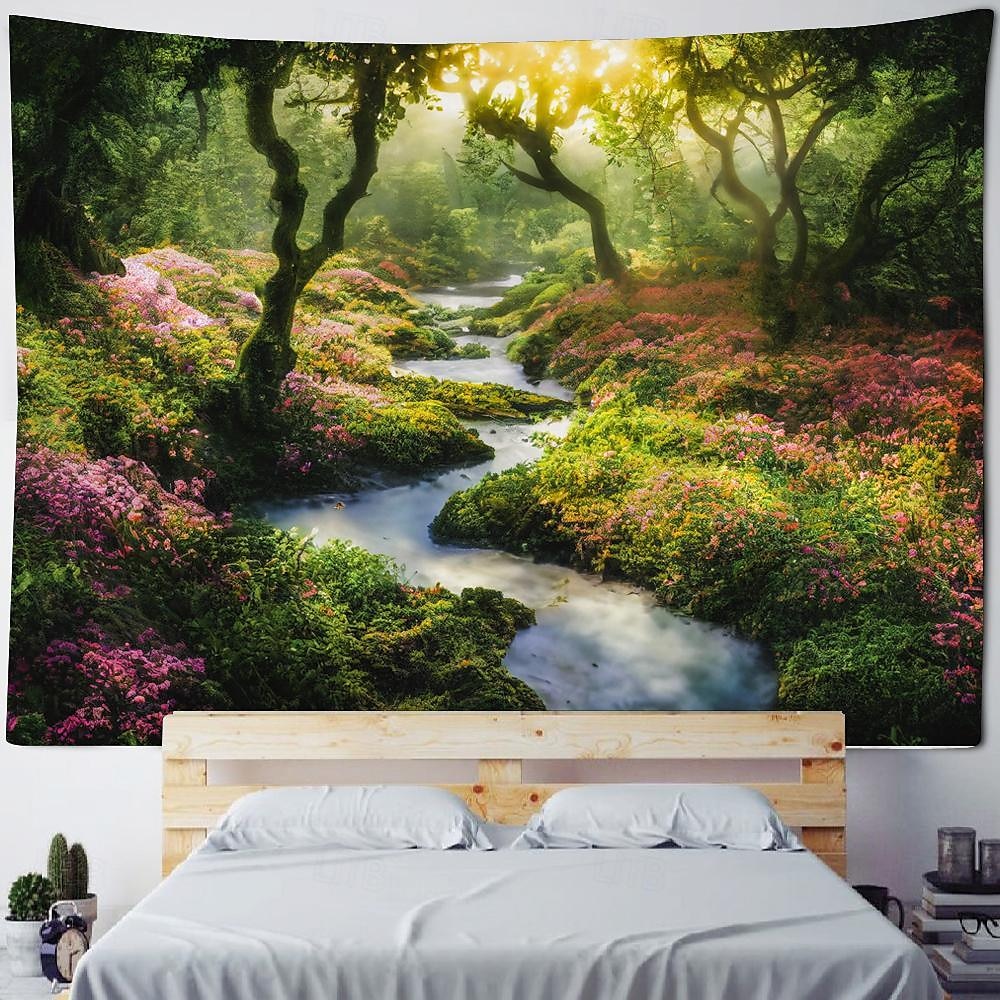 kirsebærblomst landskap hengende billedvev veggkunst stor billedvev veggmaleri dekor fotografi bakteppe teppe gardin hjem soverom stue dekorasjon 2025 - $16.99 –P11