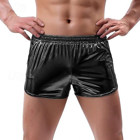 Retro 80. léta Mini Kraťasy PU šortky Disko Lesklý latexový patent Kov Pevná barva Pánské předvečer Všech svatých Karneval Pride Parade Měsíc hrdosti Dospělí Kraťasy Léto 2025 - $13.99 –P11