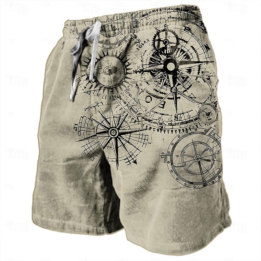 Men's Nautical Graphic Prints Compass Sweat Shorts Beach Shorts Terry Shorts Mid Waist Retro Vintage Casual Daily Holiday Streetwear Drawstring Elastic Waist 3D Print Designer Clothing Apparel 2025 - $19.99 –P2