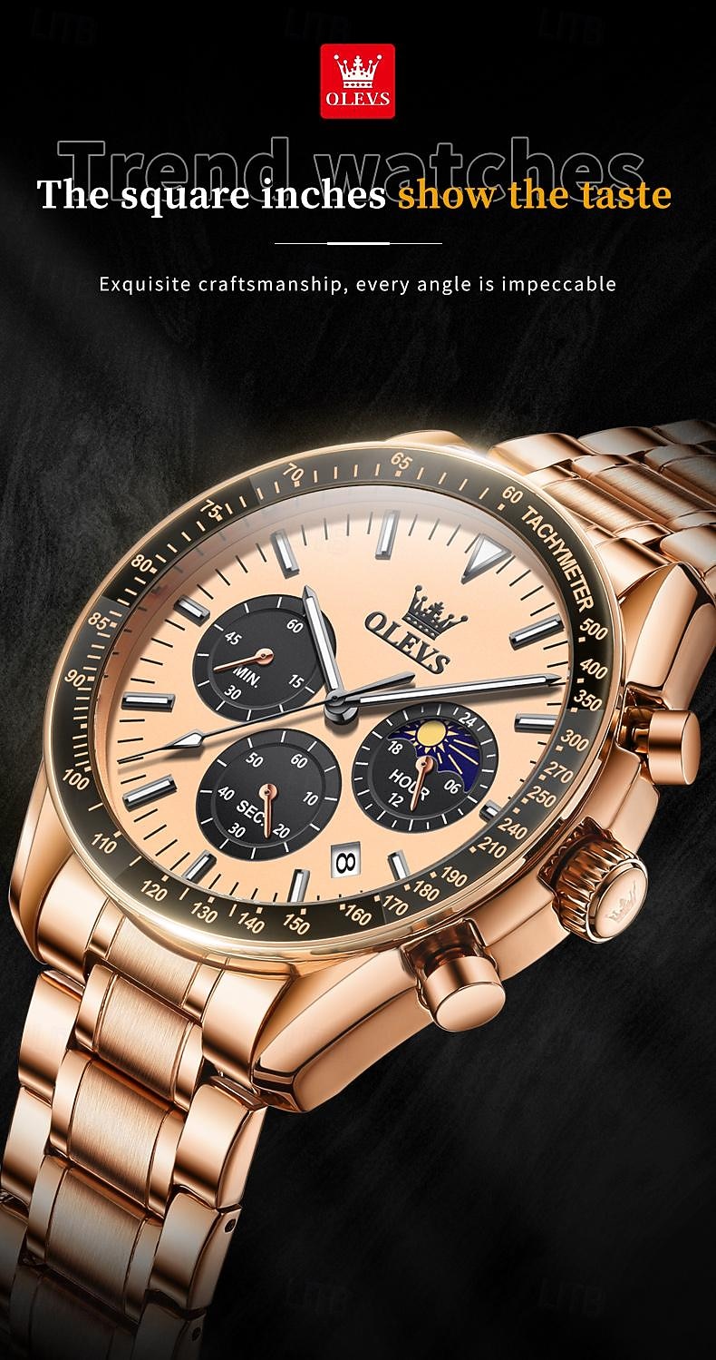OLEVS Men Quartz Watch Outdoor Fashion Casual Wristwatch Luminous Calendar Waterproof Decoration Steel Watch 2026 - $42.99 –P1