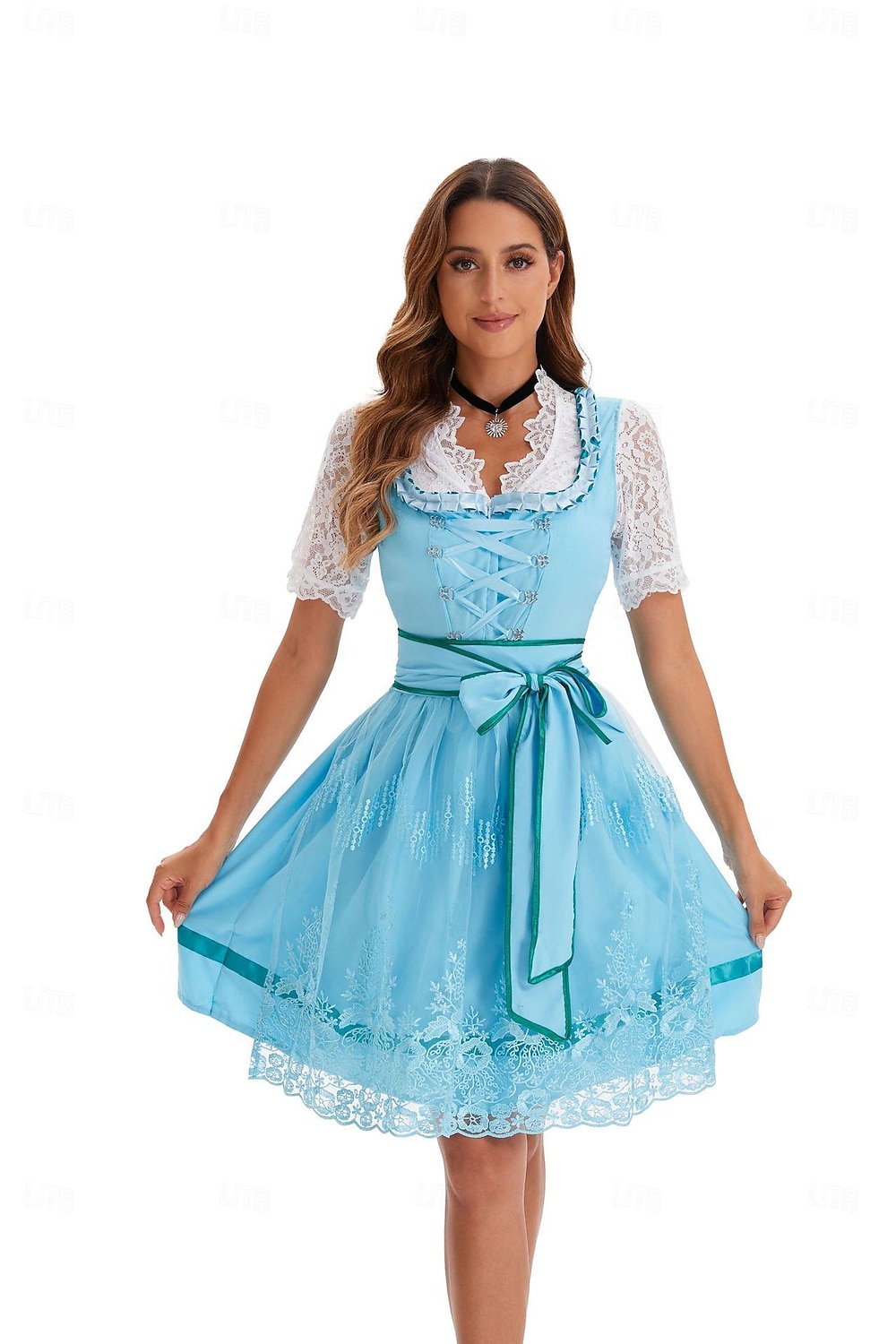 Plesová maškaráda Oktoberfest Šaty Cosplay kostým Trachtenkleader Služka Šaty němčina Mnichov Louky Dámské předvečer Všech svatých Šaty Tradiční Styl Tkanina Tričko Šaty Zástěra 2025 - $55.99 –P14