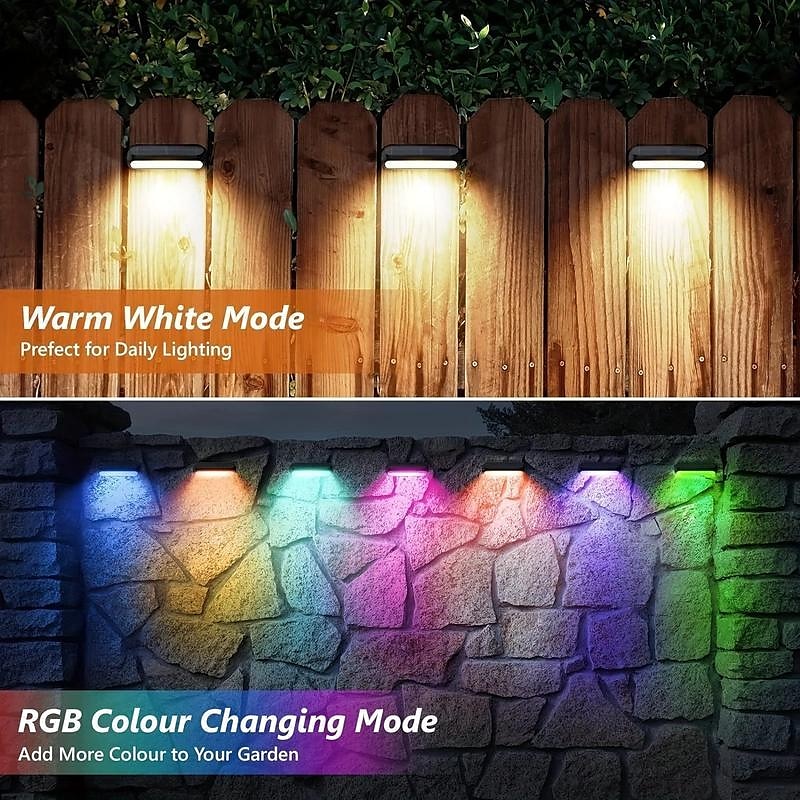 Solar Outdoor Deck Lights, Upgraded RGB Solar Fence Lights with Color Changing & Warm White Mode, Waterproof LED Solar Powered Lights for Yard, Wall, Stairs, Pool and Step Decor 2025 - $25.99 –P7
