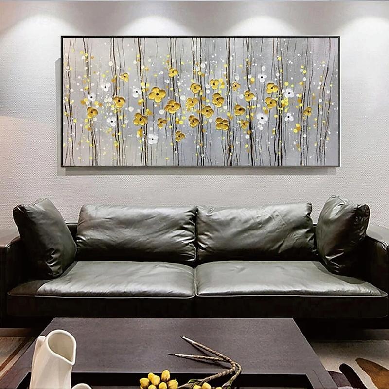 peinture à l'huile de fleur noire jaune sur toile grande peinture à l'huile de fleur art mural fait à la main peinture de texture abstraite art mural peinture personnalisée œuvre d'art moderne de 2025 ? $69.99 –P11
