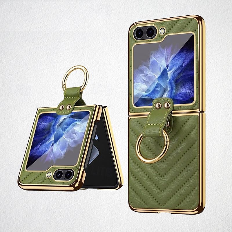телефон Кейс для Назначение SSamsung Galaxy Z Flip 5 Z Flip 4 Z Flip 3 Кейс на заднюю панель и протектор экрана Кольцо Пряжка Защита от удара Ретро ТПУ Металл Кожа PU 2025 - $27.99 –P9