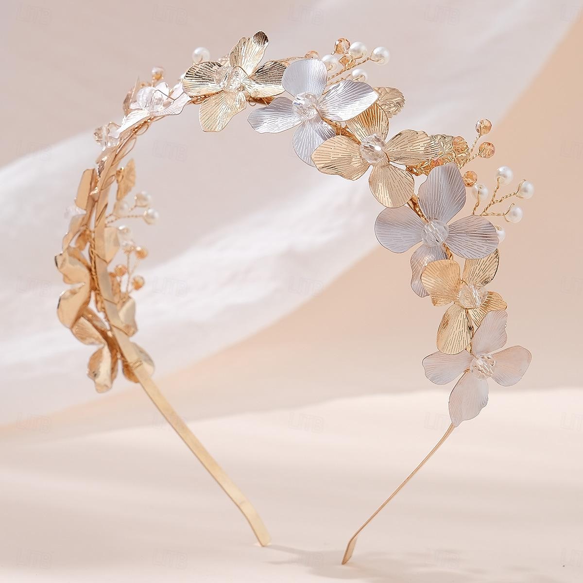 Crown Tiaras Bandanas Peça para Cabeça Imitação de Pérola Liga Casamento Praia Igreja coquetel Elegante Luxo Com Perola Imitação Flor Capacete Chapéu de 2026 por $32.99 –P2