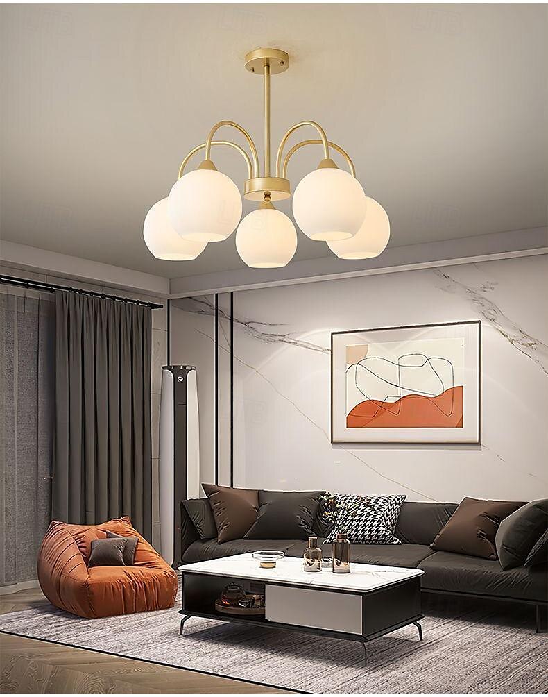 led függőlámpa 65/85cm 6/8 fény század közepén modern e27 csillár nagy fehér gömb sputnik vintage sárgaréz süllyesztett mennyezeti lámpa konyhasziget függőlámpa matt üveggolyós függőlámpa 110-240v 2025 - $299.99 –P6