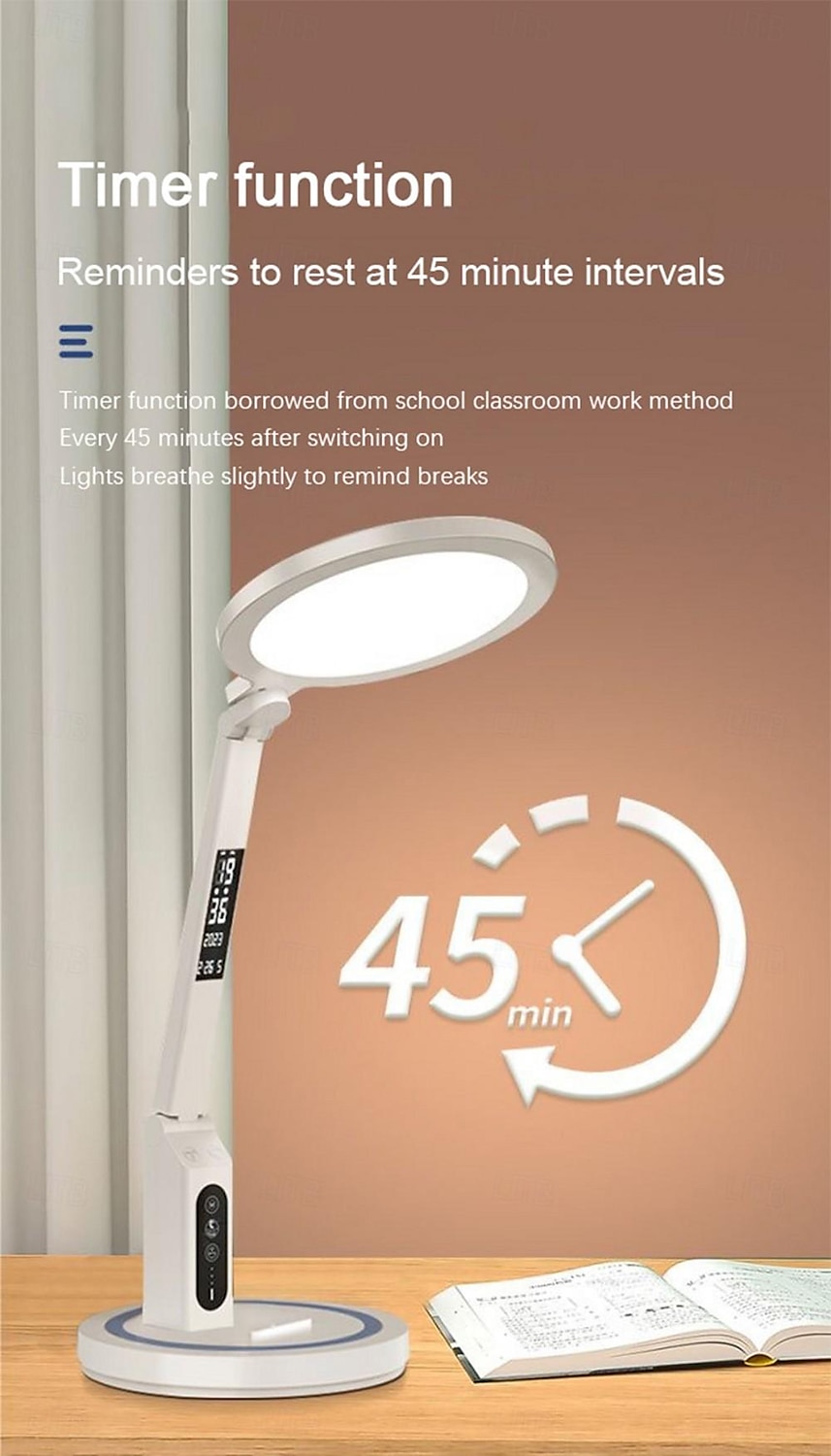 LED Desk Lamp Clock Table Lamp, USB Chargeable Dimmable Desk Lamp Plug-in LED Light Foldable Eye Protection Reading Night Light Dimmable Study table Lamp for Home Study Reading Night Light 2025 - $37.99 –P3