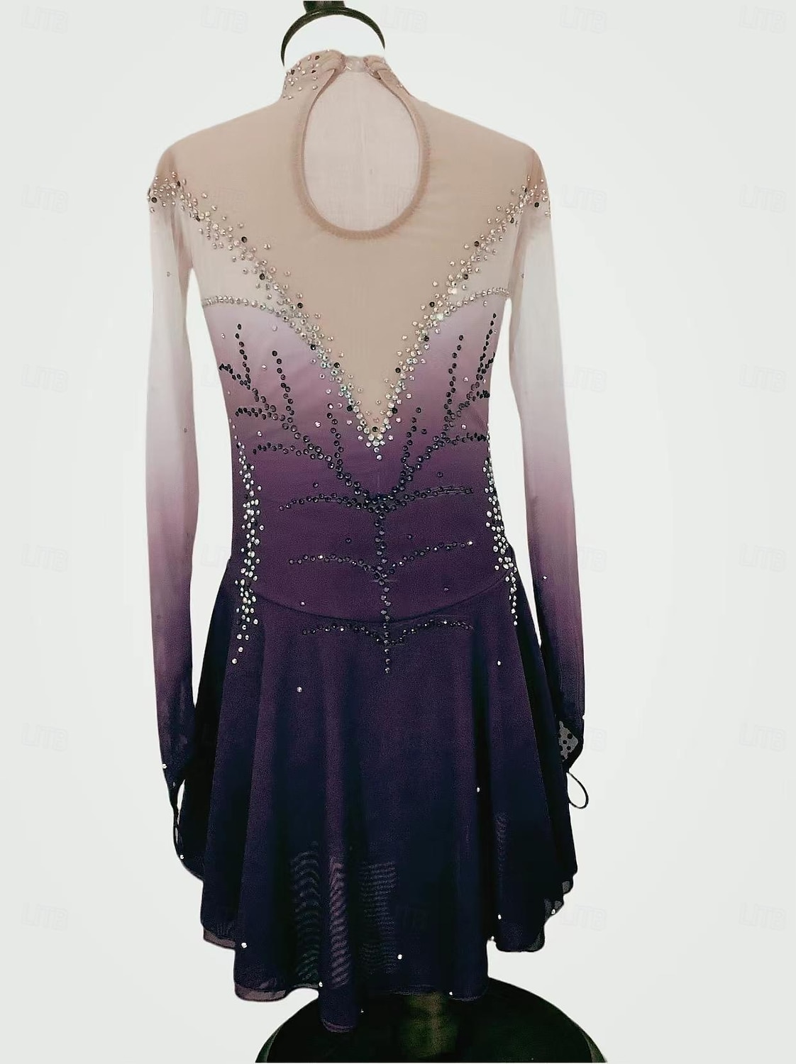 Kunstschaatsjurk Dames Voor meisjes Schaatsen Jurken Paars Fuchsia Donkerblauw Lapwerk Duimopening Netstof Spandex Rekbaar Opleiding Oefenen Professioneel Kunstschaatskleding Thermisch Warm Klassiek 2025 - $248.89 –P6