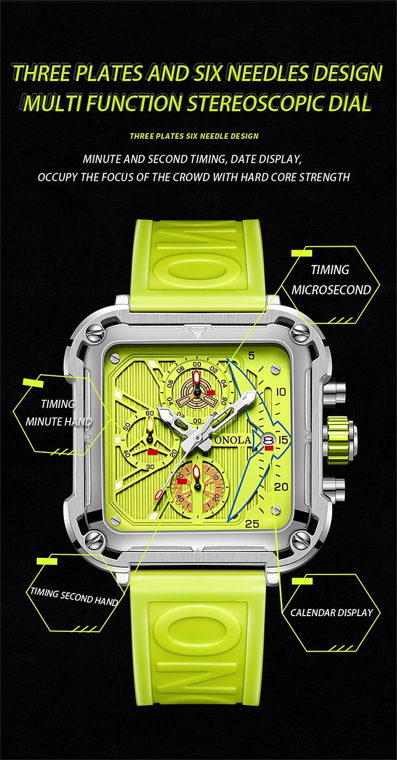 ONOLA Men Quartz Watch Creative Fashion Casual Wristwatch Luminous Calendar Waterproof Decoration Silicone Gel Watch 2025 - $52.99 –P3