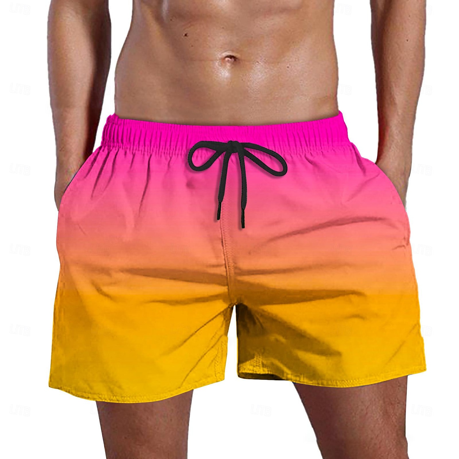 Men's Swim Trunks Swim Shorts Board Shorts Drawstring Pocket Elastic Waist Color Block Gradient Comfort Quick Dry Short Beach Holiday Weekend Fashion Casual Yellow Micro-elastic 2026 - $13.49 –P7