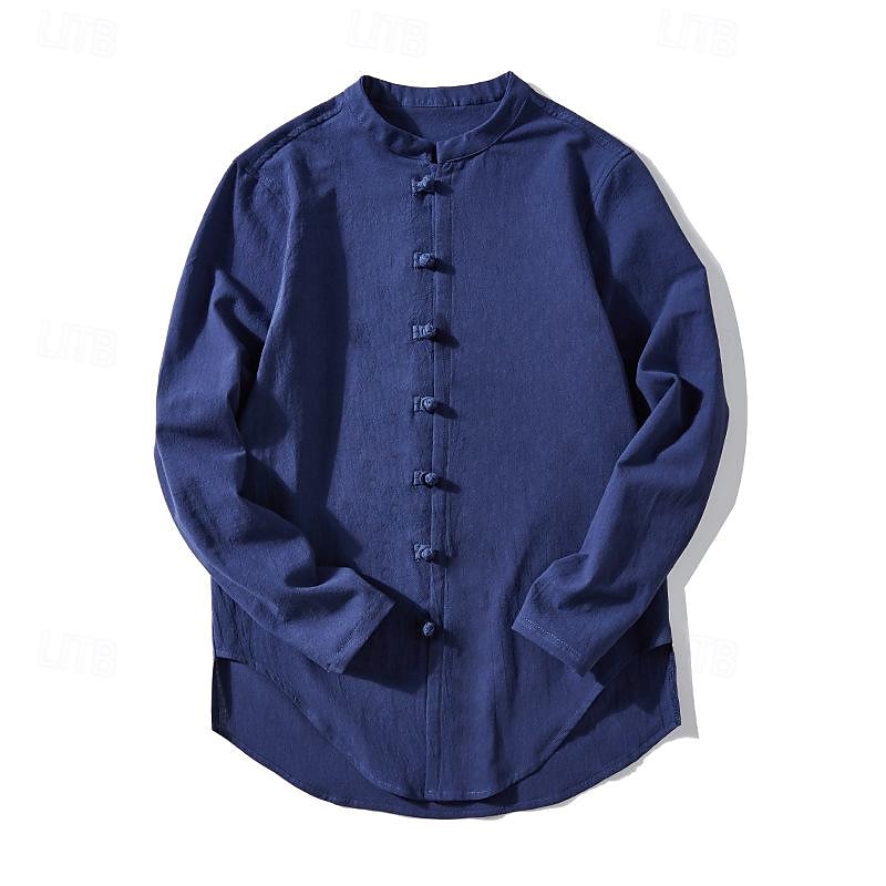 Per uomo Camicia Camicia di lino Camicia con colletto cinese Camicia con colletto alla coreana Camicia casual Camicia con Bottoni Semplice Vacanza Camicia hawaiana Nero Bianco Verde chiaro Rosa del 2025 a $27.99 –P6