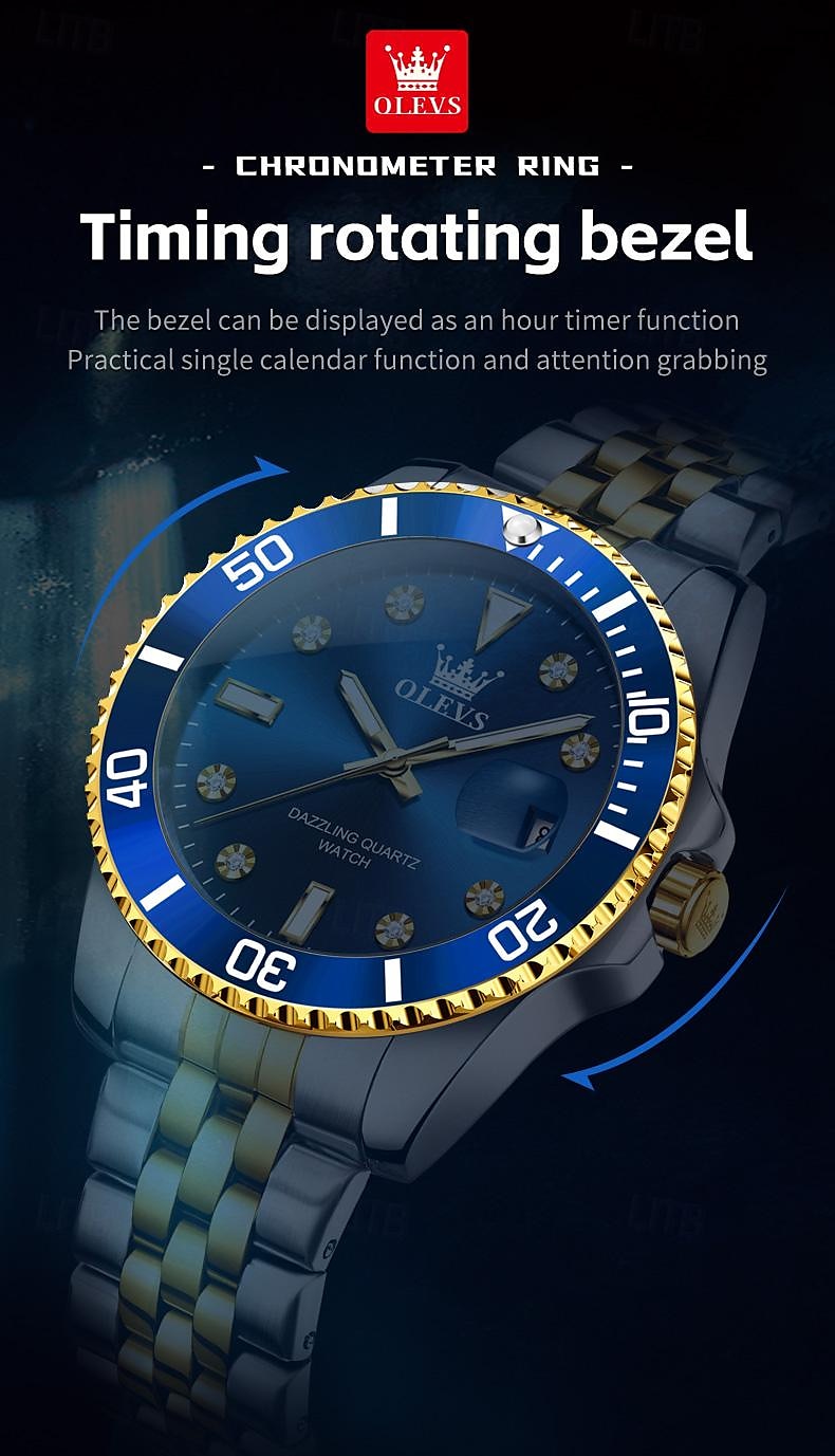 OLEVS Heren Quartz Horloge Buiten Sport Mode Polshorloge Luminieuze Kalender Waterdicht Decoratie Stalen Horloge 2026 - $39.99 –P5
