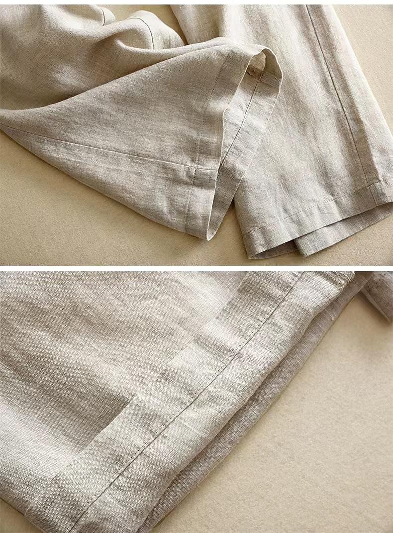 Dame Linbukser i bomull Bukser Mote Lang عادي Sidelommer Pusteevne Bekvem Uelastisk Fritid / hverdag Svart Hvit Beige Vår sommer Normal 2025 - $33.99 –P7