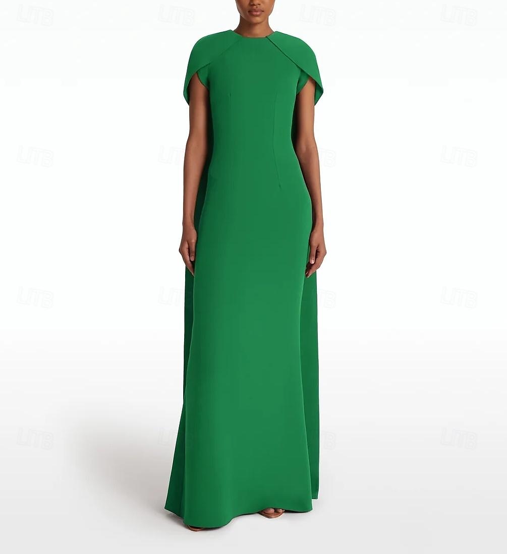Schlanke Abendrobe Elegantes Kleid Formell Sweeper  Bürstenbahn Ärmellos Juwel-Ausschnitt Stretch-Crêpe mit Schleife(n) 2025 2025 - $156.99 –P1