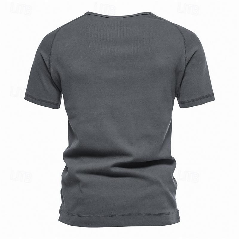 Pánské Tričko s knoflíkem Tričko Tričko Henley Trička Krátký rukáv Henley Jaro léto Bez vzoru Pit Strip Módní Designové Základní Dovolená ulice Jdeme ven Černá Bílá Námořnická modř Top tričko pro muže 2025 - $20.99 –P15