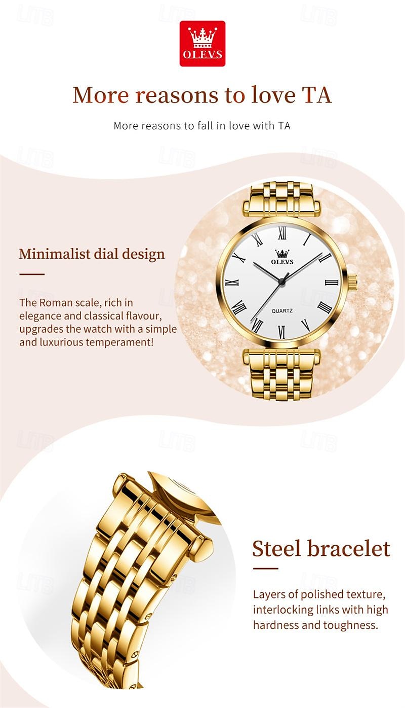 New Olevs Olevs Brand Fashion Women'S Quartz Watch Simple Fashion Trend Travel Sports Leisure Waterproof Steel Belt Women'S Wristwatch 2025 - $28.99 –P3
