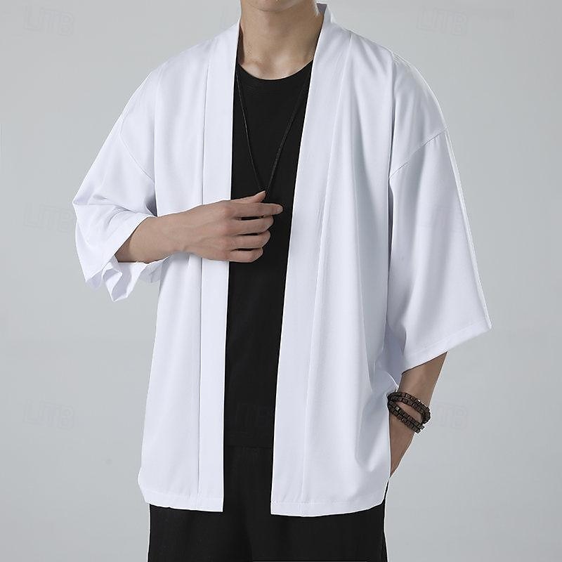 Per uomo Mantello / mantelle Giacca Kimono Esterno Giornaliero Crema solare Traspirante Primavera estate Liscio Di tendenza Informale Colletto Standard Nero Bianco Rosa Blu Grigio chiaro Giacca del 2025 a $17.99 –P16