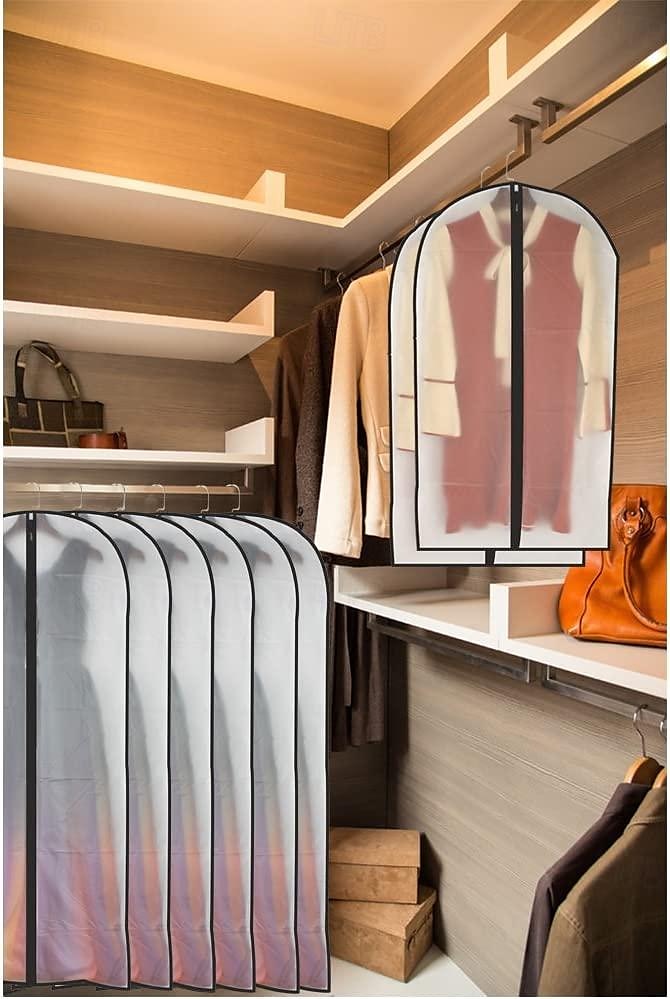 6 Pack Breathable Clothes Covers with Zip 60x80cm Hanging Garment Covers Bags Moth-Proof Storage Bag for Men Suit Dress Bag Covers Dust Cover for Wardrobe Storage and Travel Clear 2025 - $17.99 –P6