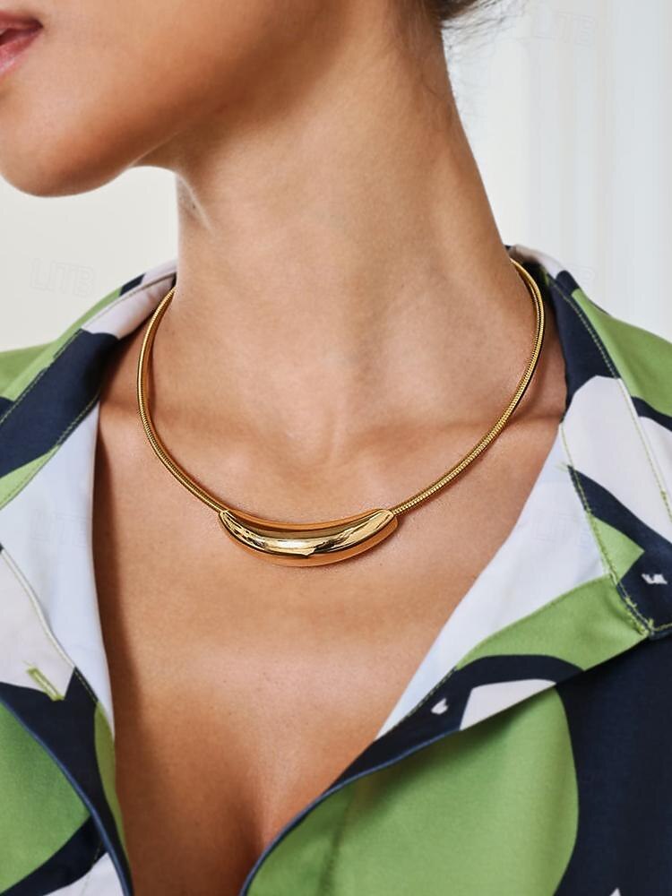 Women's Minimalist Gold-Tone Collar Necklace in Stainless Steel with Gold PVD Plating 2025 - $14.99 –P2