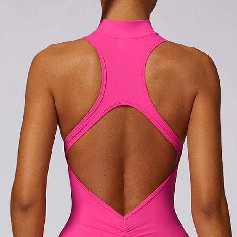 Mulheres Macacão Macacão de treino Pijama Macacão Zíper Côr Sólida Body Macaquinho Preto Fúcsia Ioga Ginástica Treino de Ginástica Cintura Alta Respirável Macio Sem Manga Esporte Roupas Esportivas de 2025 por $47.99 –P6