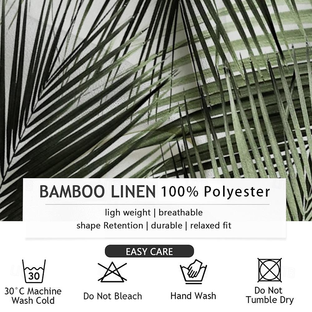 Voor heren Palmblad Tropische planten Hawaiiaans overhemd Aloha-shirt Lange mouw Overhemd Opstaand Hawaii Toevlucht Buiten Vakantie Feest Geel blauw Groen S M L 2025 - $26.99 –P5