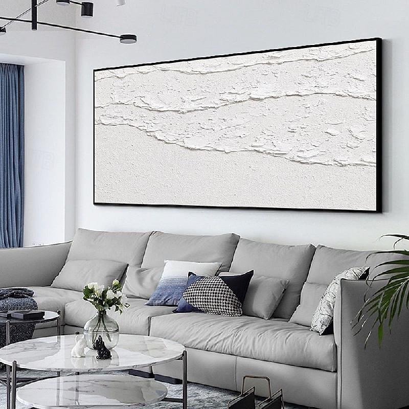 weiße Wellen abstrakte Malerei handgemachte weiße Wand Kunst horizontale Malerei Kunst weiß strukturierte Welle Malerei Wand Kunst weiß Leinwand Ölgemälde Wand Kunst weiß abstrakte Ozean Wand Kunst 2025 - $69.99 –P7