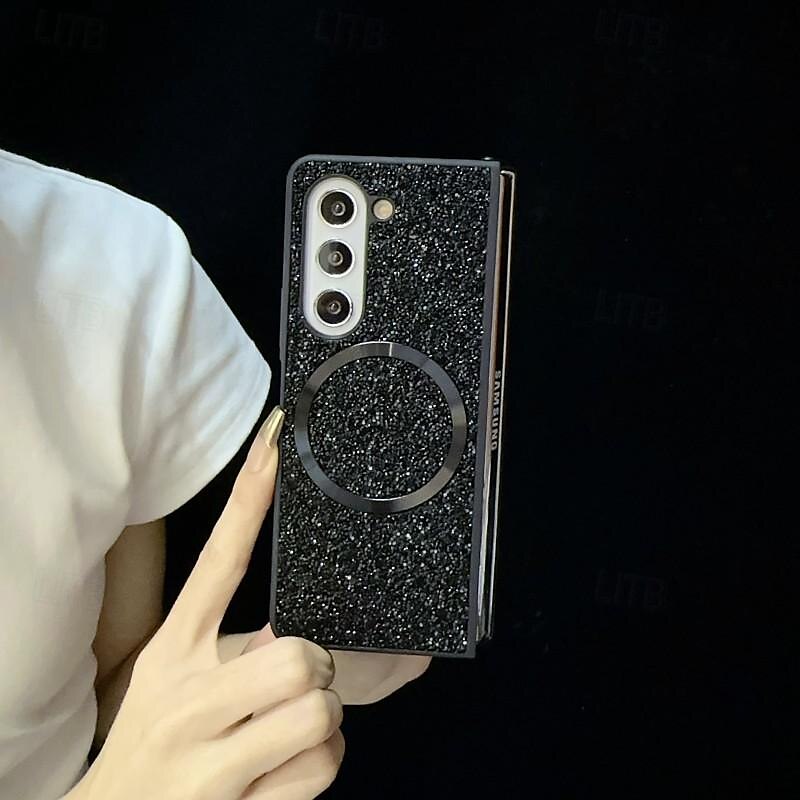 Phone Case For Samsung Galaxy Z Fold 5 Z Fold 4 Z Fold 3 Back Cover Magnetic Adsorption Magnetic Bling Glitter Shiny Shockproof Color Gradient PC 2025 - $18.99 –P7