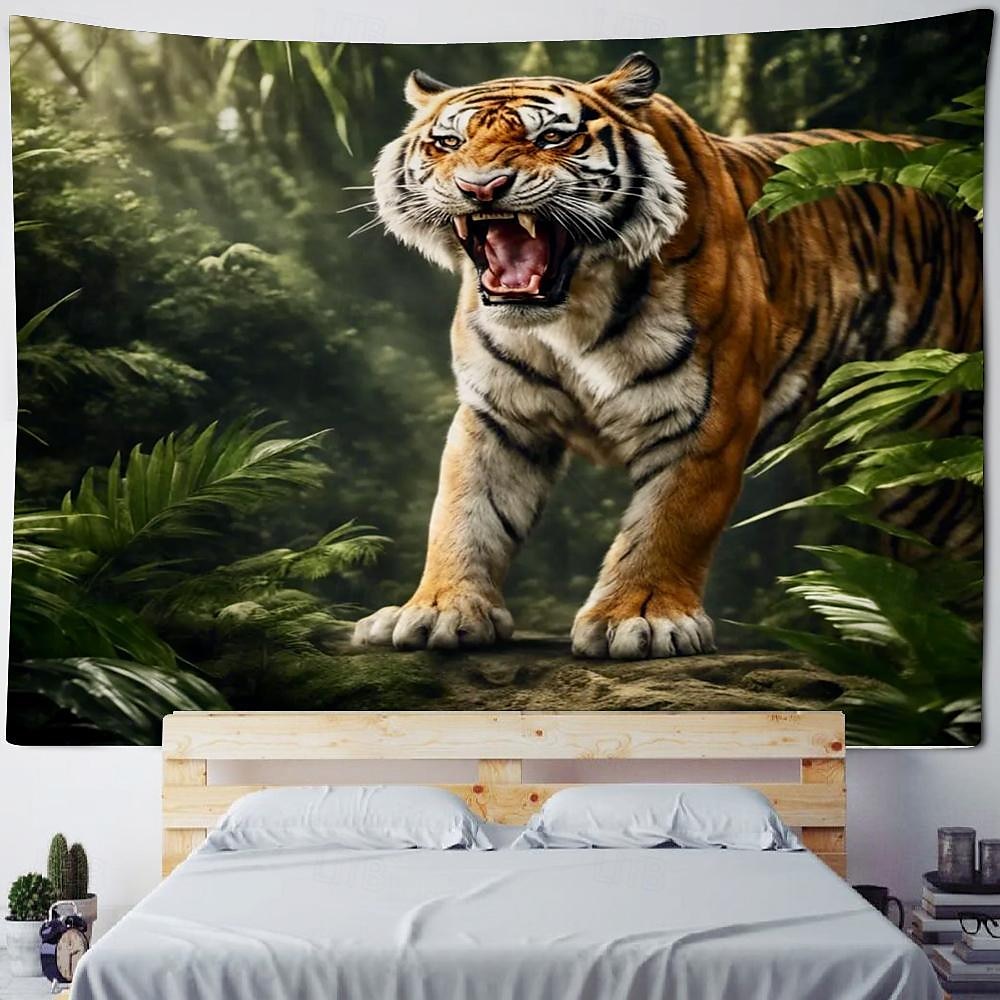 tigerskog hängande gobeläng väggkonst stor gobeläng väggmålning dekor fotografi bakgrund filt gardin hem sovrum vardagsrum dekoration 2025 - $16.99 –P2