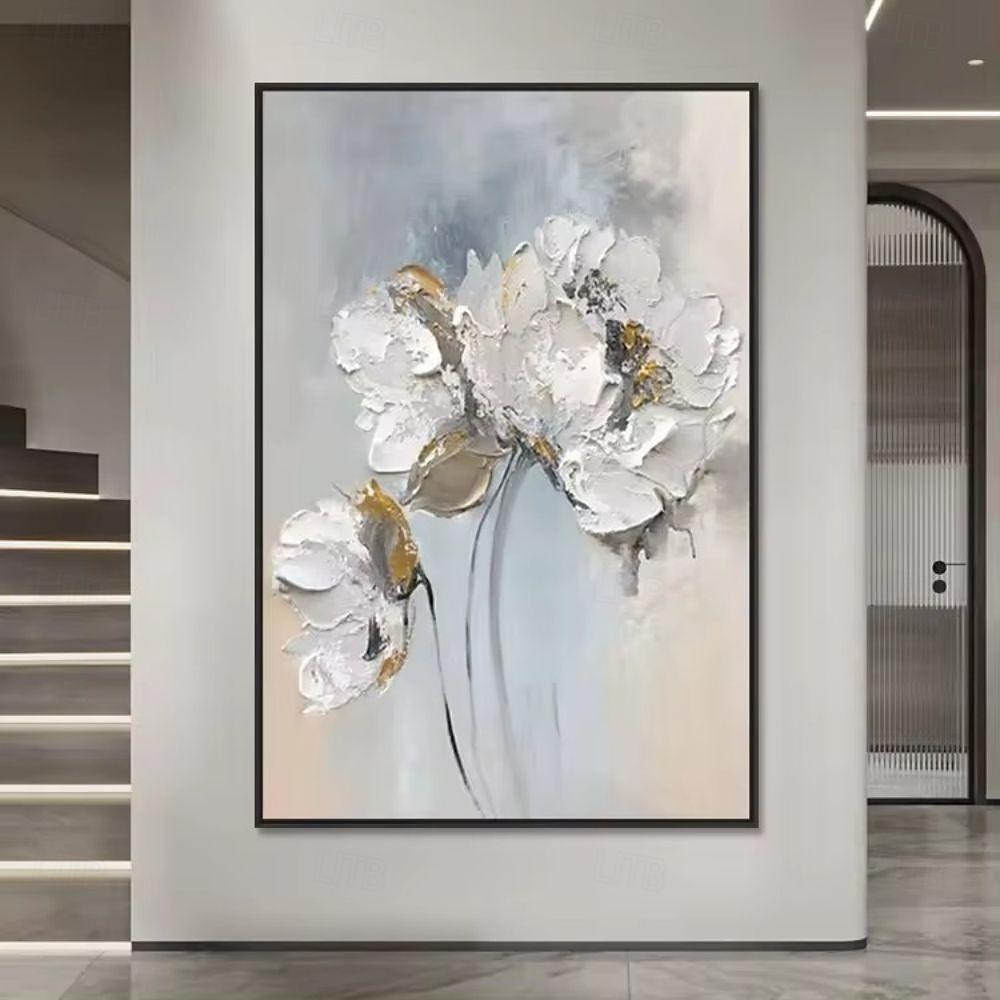 peintures à l'huile faites à la main toile art mural décoration style wabi-sabi fleurs abstraites simples pour la décoration intérieure roulé sans cadre peinture non étirée de 2025 ? $54.99 –P3