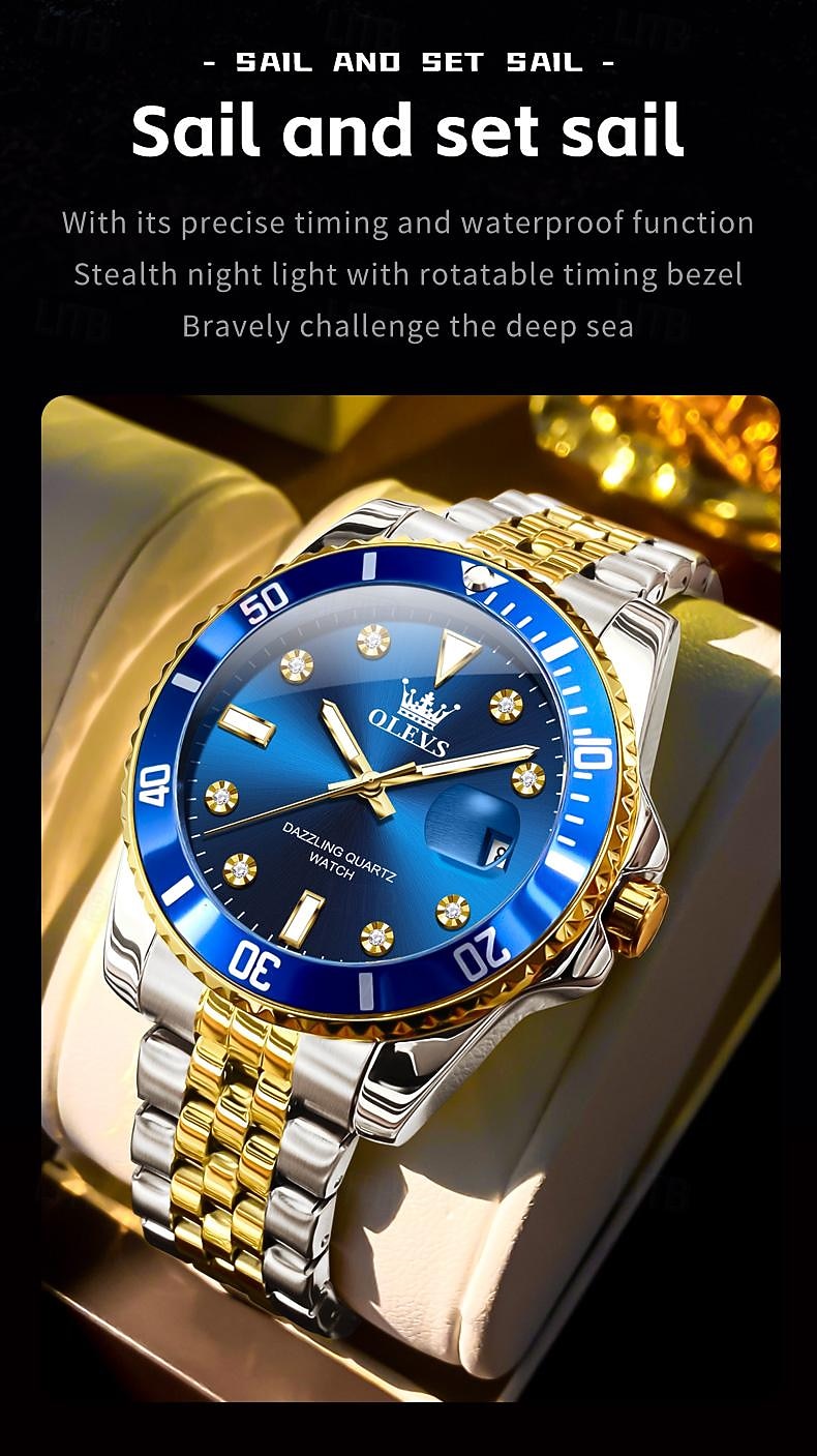 OLEVS Heren Quartz Horloge Buiten Sport Mode Polshorloge Luminieuze Kalender Waterdicht Decoratie Stalen Horloge 2026 - $39.99 –P2