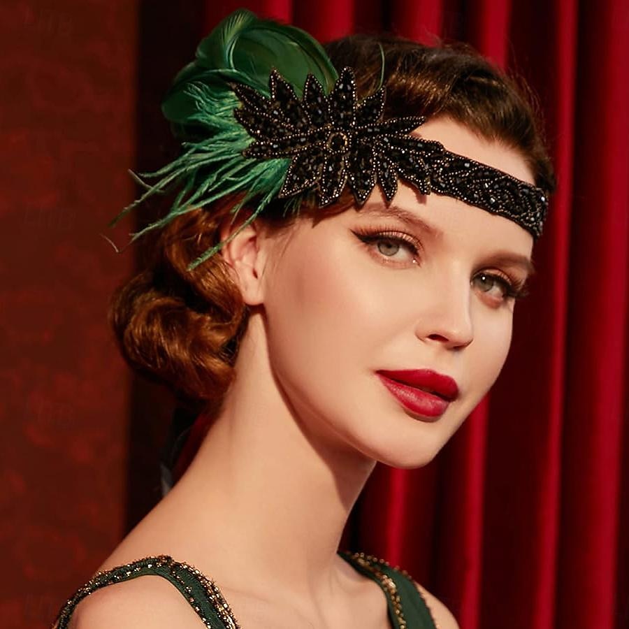 1920-as évek A nagy Gatsby Flapper fejpánt A nagy Gatsby Esküvői Vendég Gallér nélküli Jelmez Női Mindszentek napja Farsang Álarcos mulatság Parti Álarcos mulatság Esküvői fogadás Felnőttek Hajszalag 2025 - $17.99 –P4