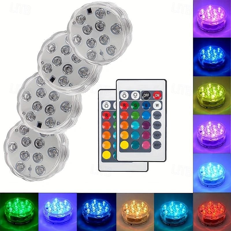 1/2/4 Pcs, Submersible LED Pool Lights with Infrared Sensor, Waterproof Underwater Pool Lights for Inground Pool ,Color Changing Underwater Lights for Ponds Battery Operated 2025 - $13.49 –P2