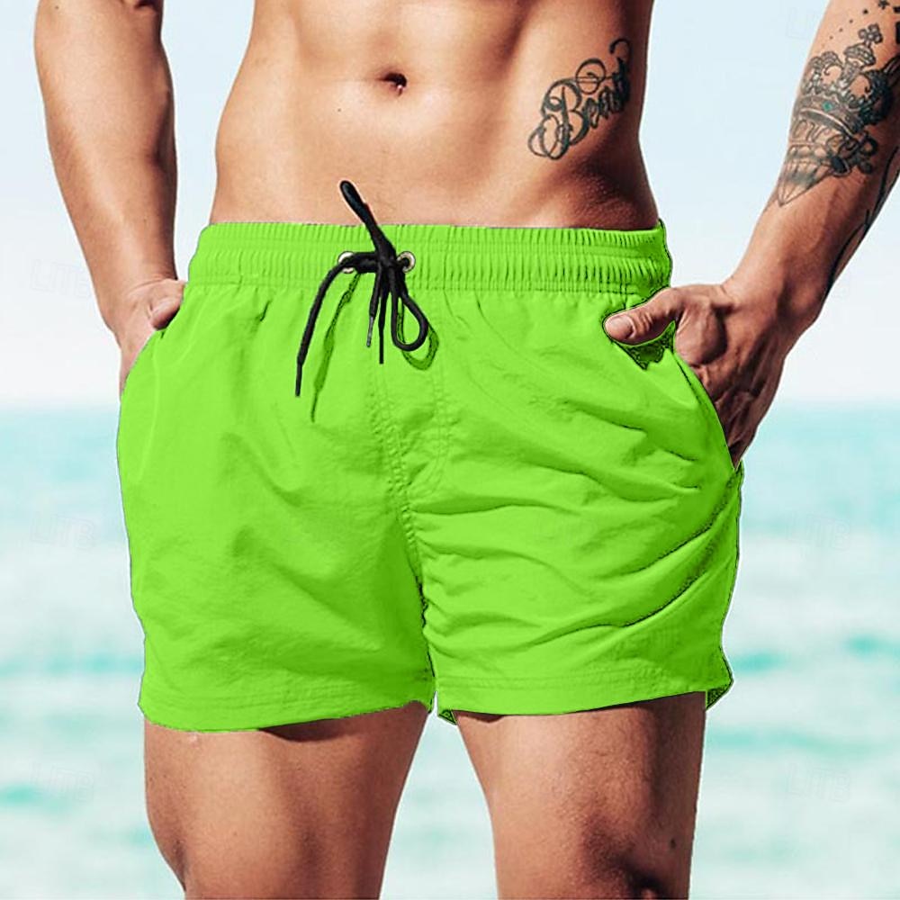 Herre Surfeshorts Badeshorts Snorer Elastisk midje عادي Komfort Hurtigtørkende Kort Ferie Strand Helg Mote Fritid Vannmelon Rød Gressgrønn Mikroelastisk 2026 - $12.49 –P9