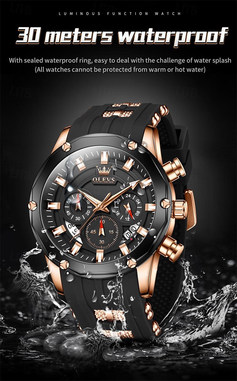 New Olevs Brand Men'S Business Watch Luminous Chronograph 24-Hour Indication Fashion Trend Multifunction Quartz Watch Waterproof Leisure Sports Men'S Wristwatch 2025 - $34.99 –P8