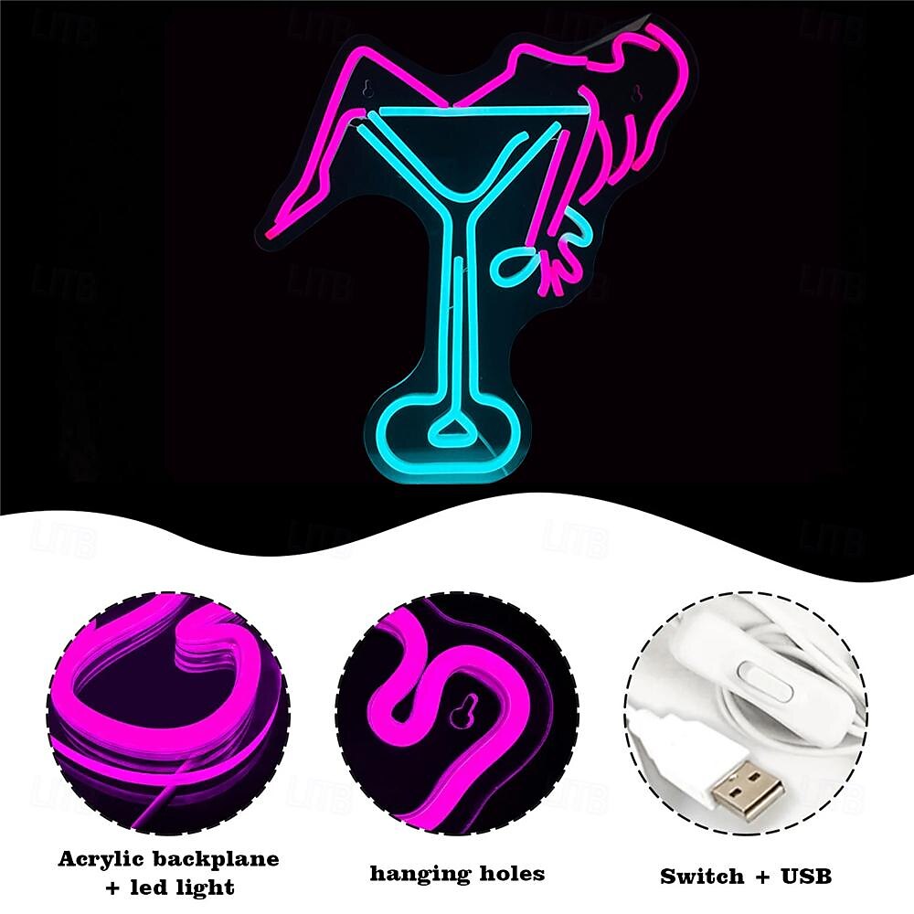 Oktoberfest Cocktail USB Neon LED Sign Light, Luminous Styling Neon Light Beer Bar Club Acrylic Neon Light for Hotel Bar Cafe Birthday Party Teen Room Wall Decoration Light Sign 1PC 2025 - $97.99 –P7