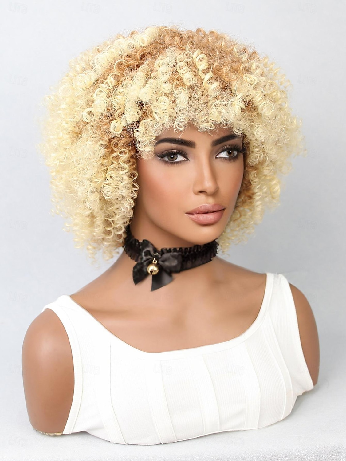 Synthetic Wig Water Wave Bob Neat Bang Wig 12 inch Light golden Synthetic Hair Women's Blonde Multi-color 2025 - $24.99 –P4