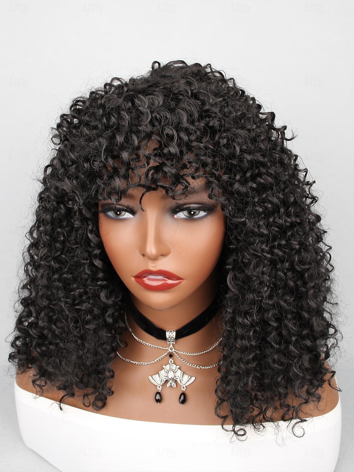 Parrucche sintetiche Poco ondulata Frangetta dritta Parrucca 16 pollici Nero Capelli sintetici Per donna Nero del 2025 a $26.99 –P2