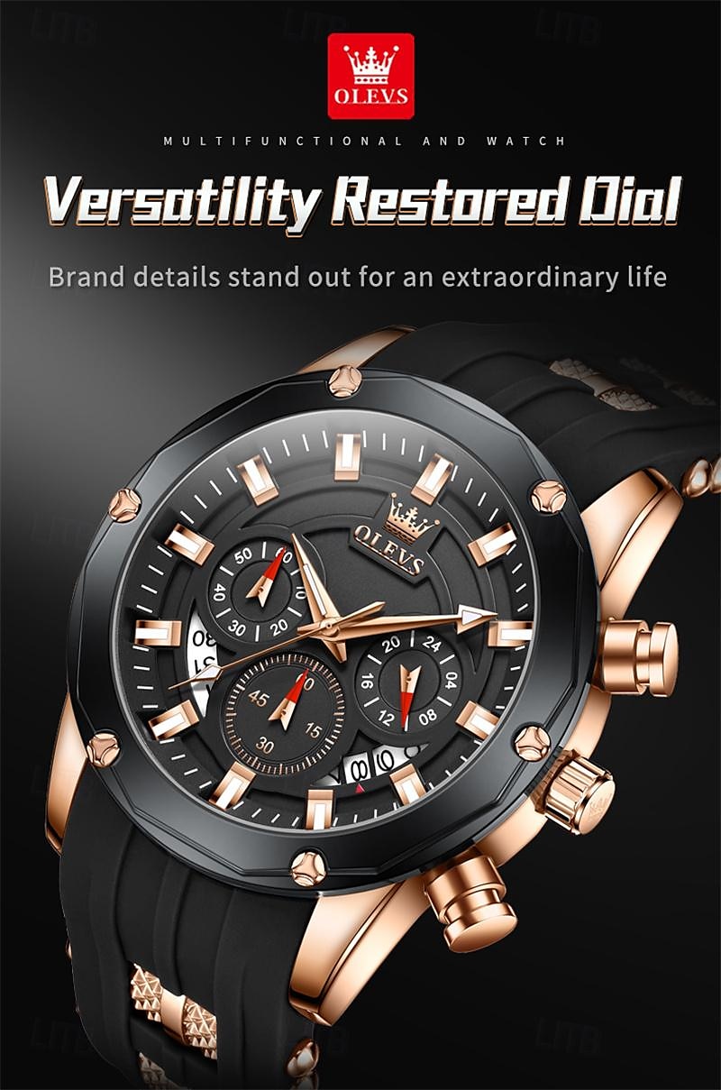 New Olevs Brand Men'S Business Watch Luminous Chronograph 24-Hour Indication Fashion Trend Multifunction Quartz Watch Waterproof Leisure Sports Men'S Wristwatch 2025 - $34.99 –P5