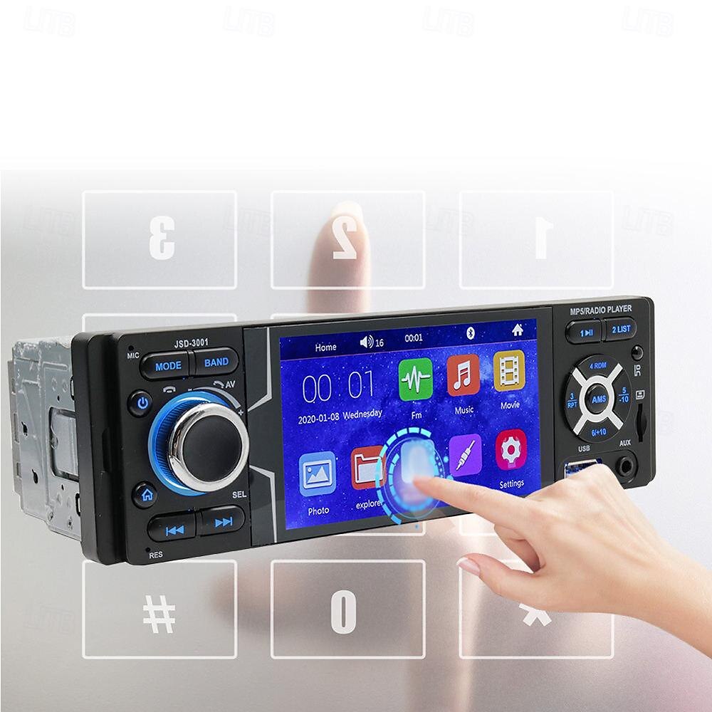 4,1-Zoll-Einzel-DIN-Autoradio mit Bluetooth-Touchscreen, MP5-Player, FM-Radio-Empfänger, unterstützt TF/USB/AUX-IN, Freisprechfunktion, Rückfahrbild 2025 - $96.99 –P2
