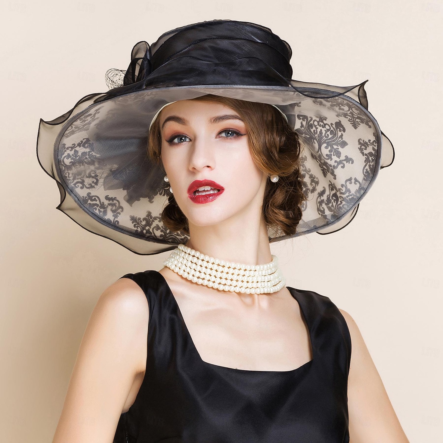 hoeden organza bucket hat slappe hoed zonnehoed theekransje elegante bruiloft met strass bloemen hoofddeksel hoofddeksels 2026 - $45.99 –P2