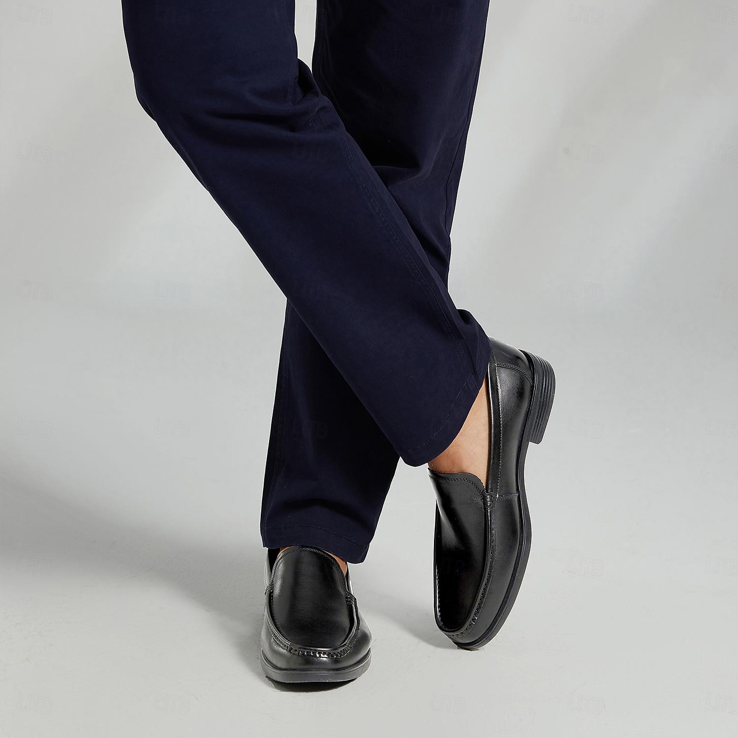 Men's Premium Cowhide Leather Loafers - Classic Black Slip-On Dress Shoes for Business and Formal Wear 2025 - $79.99 –P4