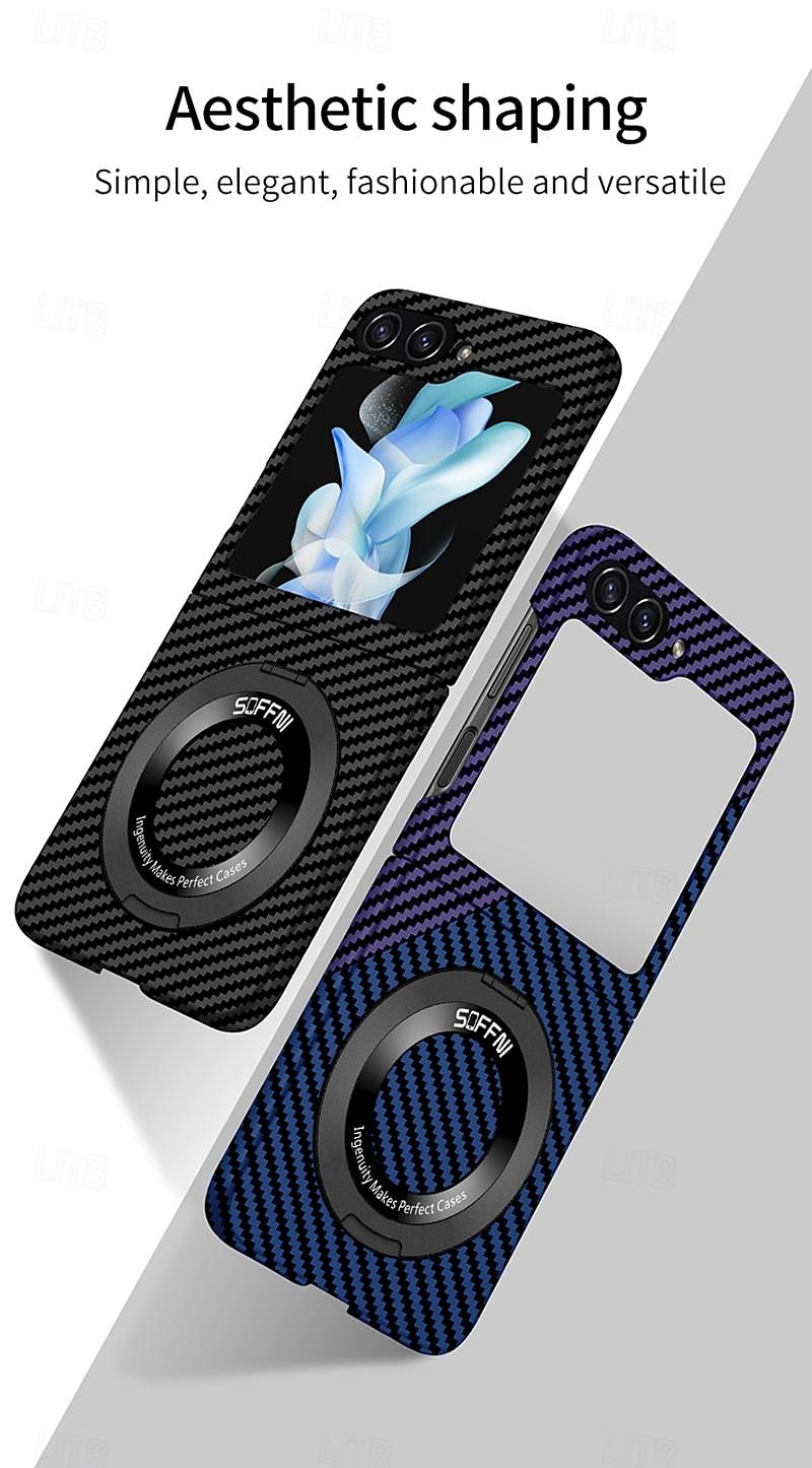 Phone Case For Samsung Galaxy Z Flip 7 Z Flip 6 Z Flip 5 Z Flip 4 Z Flip 3 Back Cover with Stand Holder Support Wireless Charging Shockproof PC Metal 2025 - $22.99 –P2