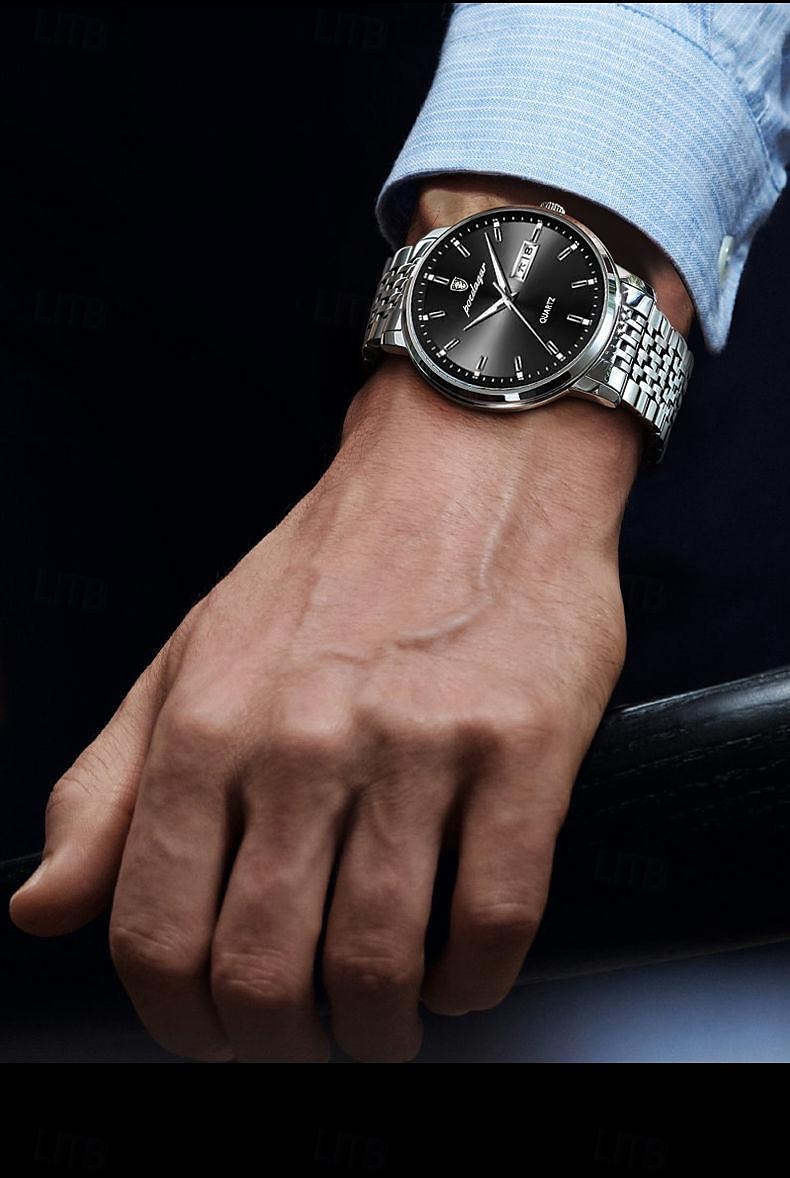 POEDAGAR Men Quartz Watch Minimalist Large Dial Fashion Business Luminous Calendar Date Week Waterproof Steel Watch 2025 - $21.99 –P6