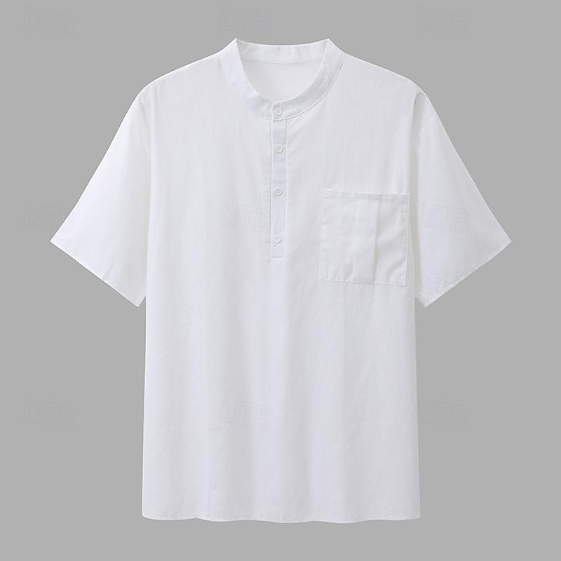 Hombre Camisa Camisa de cuello chino Camisa de cuello mandarín Camisa de manga corta Camisa casual Plano Vacaciones Calle Blanco Amarillo Azul cielo Verde Trébol Manga Corta Cuello alto Verano Ropa 2025 - $19.49 –P1