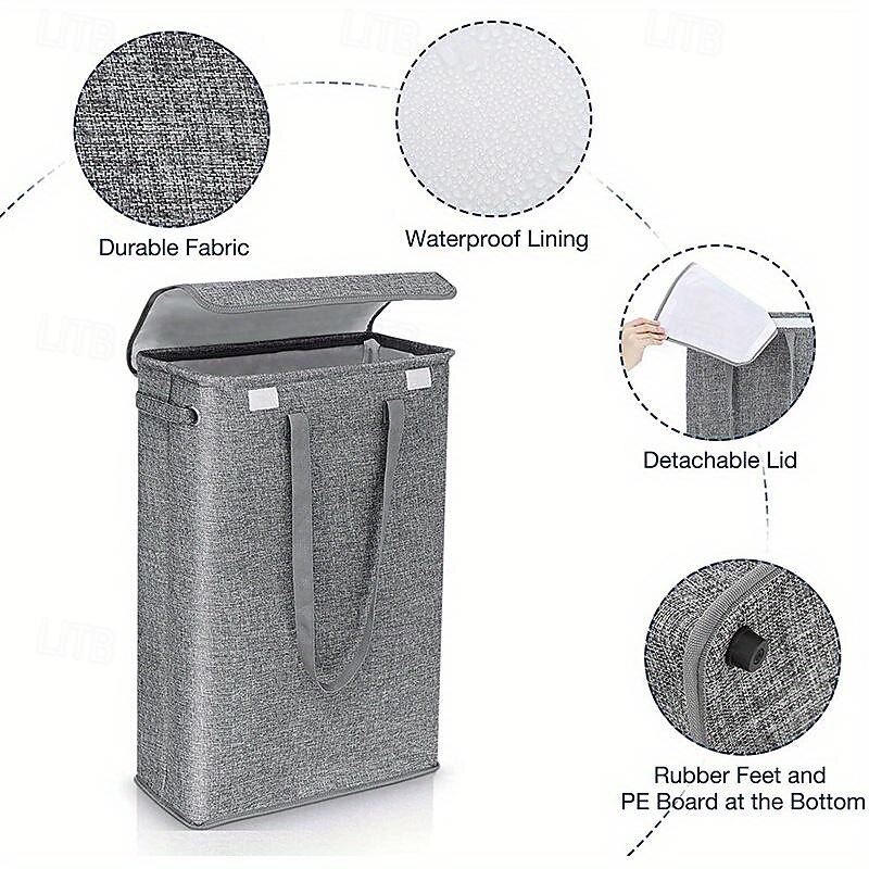 45l tunn tvättkorg med lock smal hand fin hand smutsig tvättkorg sovrum dagis hel korg förvaringspåse 2025 - $25.99 –P2